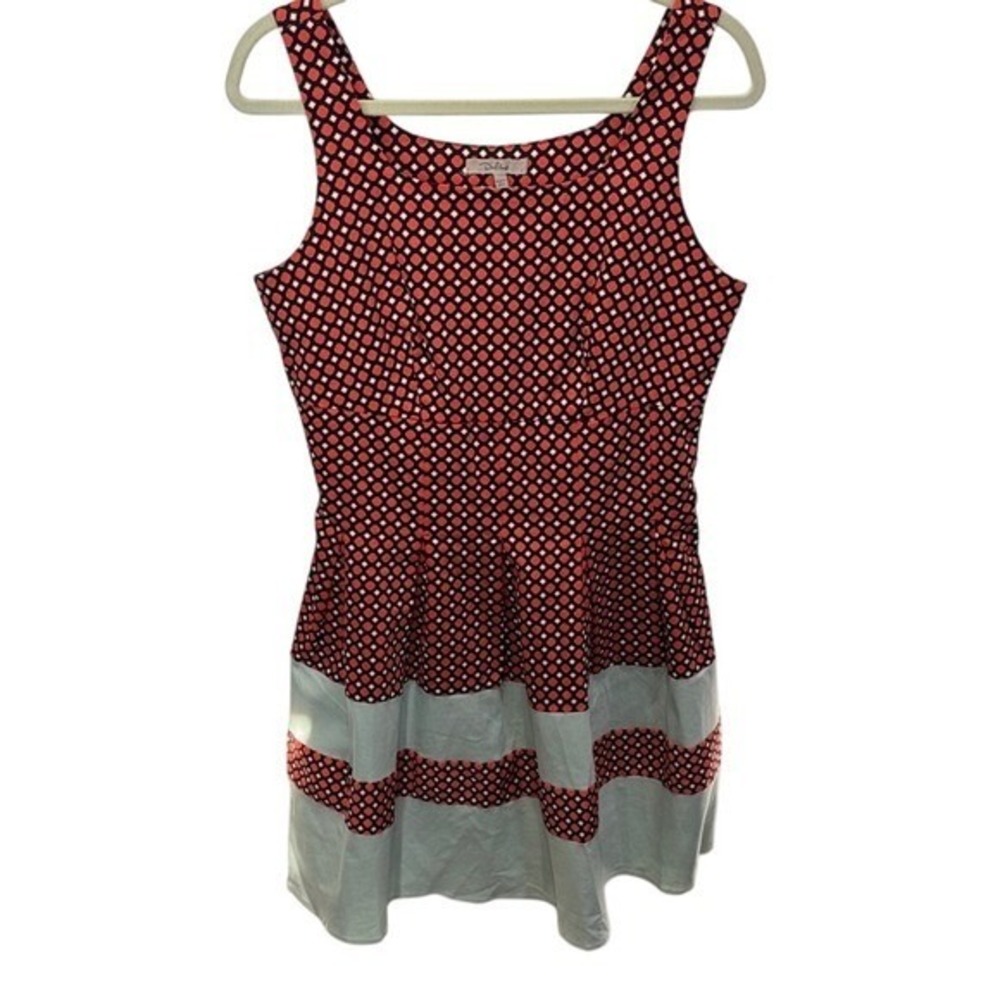 Darling Fit and Flare Dress Red Black White‎ Geometric Print Sleeveless